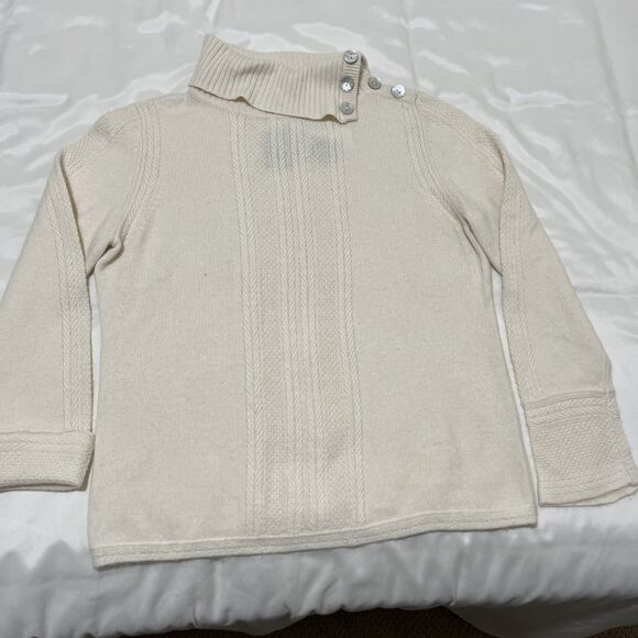 NWT Charter Club MOP Button Detail White WOOL ANGORA Blend Sweater Turtleneck XL - Picture 8 of 15